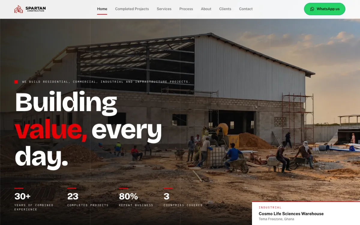 Spartan Construction website